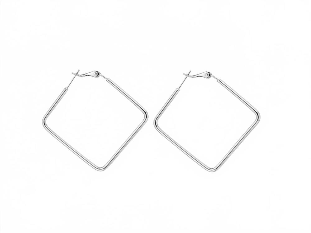 NEW NO WHINING DESIGNING women's skinny rectangle earrings in silver